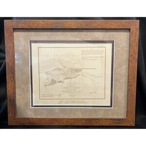 Map of U.S. Coast Survey of Mosquito Inlet Florida Mated Wooden Frame 15.5”X12.5
